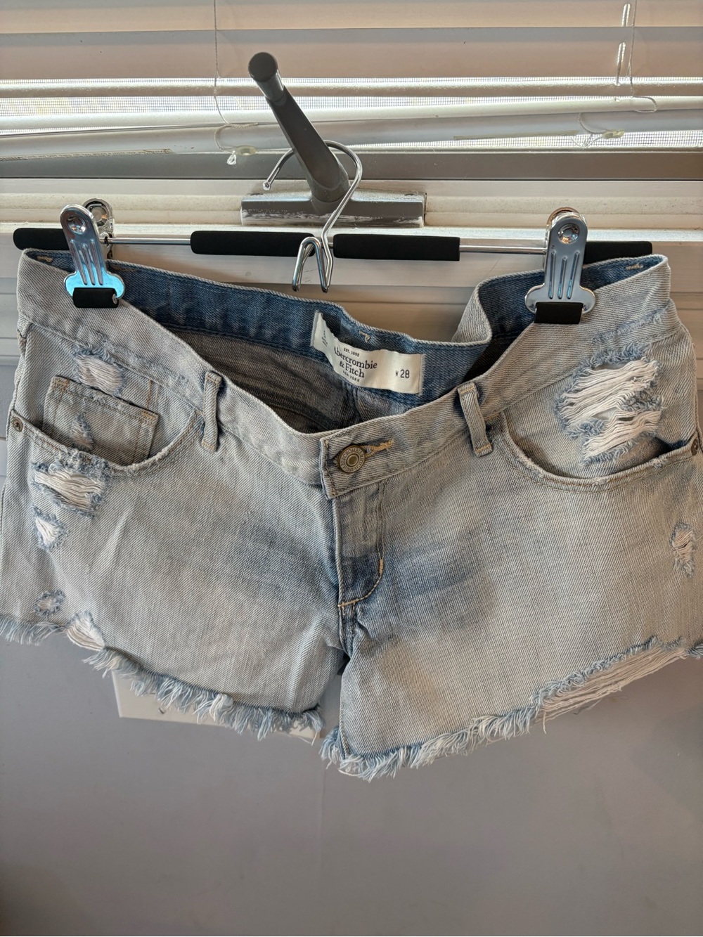 Abercrombie & Fitch Light Blue Distressed Denim Jean Shorts